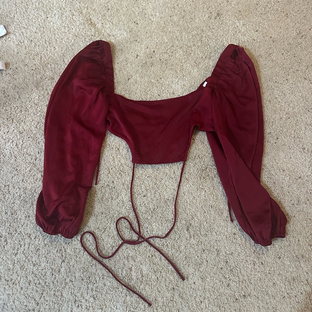 Burgundy Puff Sleeve Top